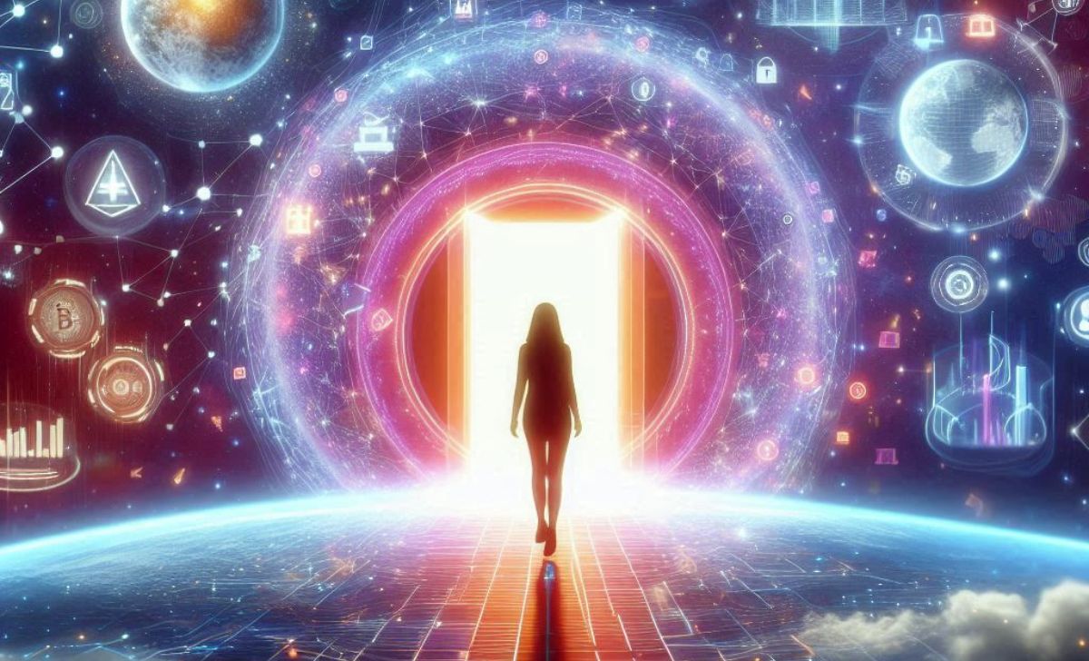 A virtual world where users interact using digital avatars and assets